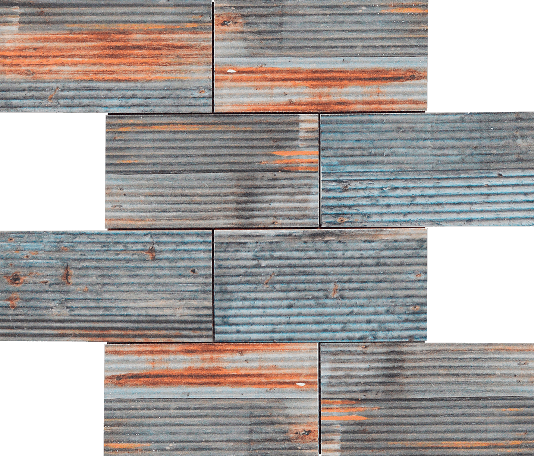 2.8″x6″ Rust Industrial Linear Relief Pattern Glazed Ceramic Mosaic