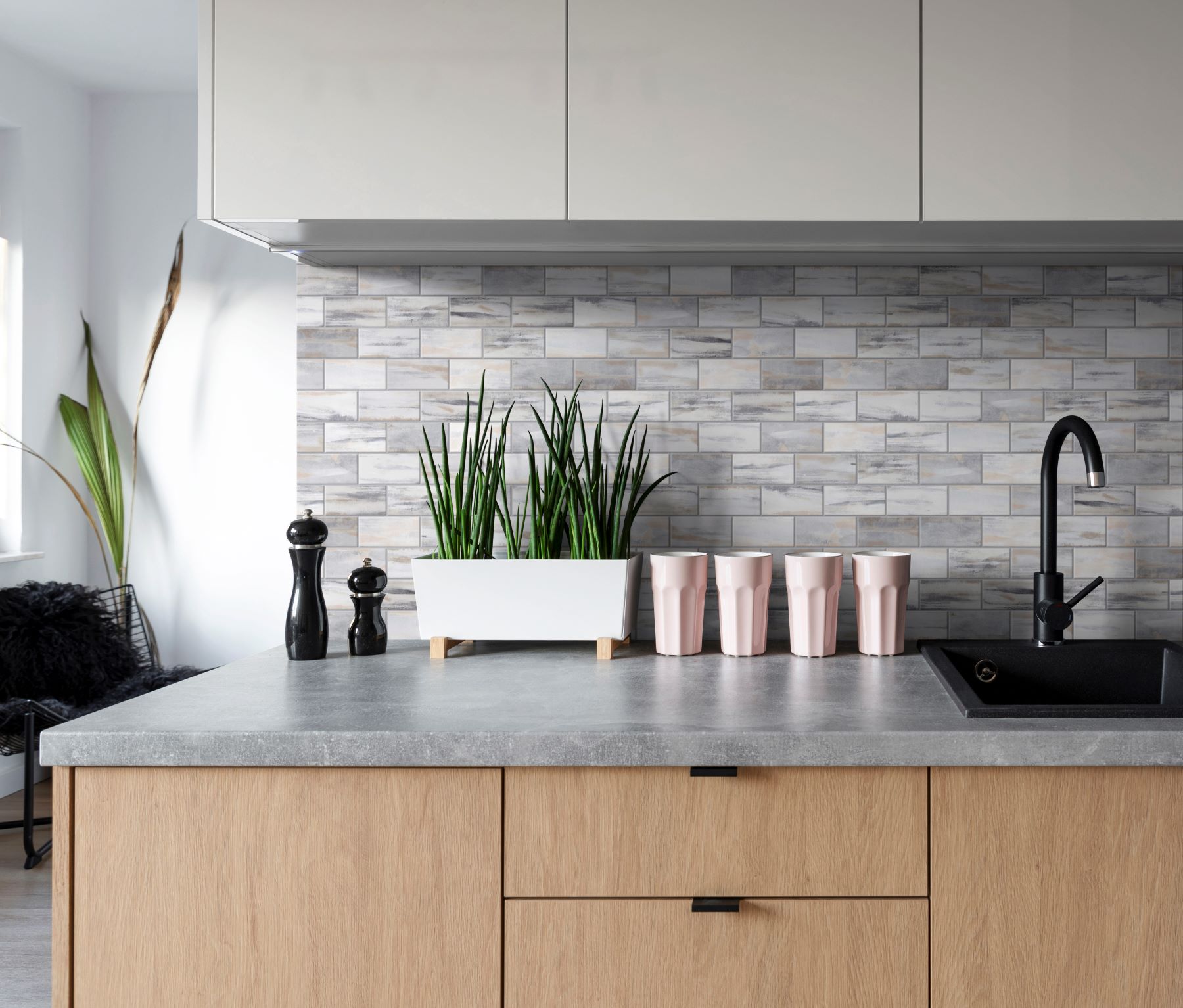 2"x4" Glazed Ceramic Grey Beige Mix Rough Surface Mosaic | Young Interiors Flooring Center