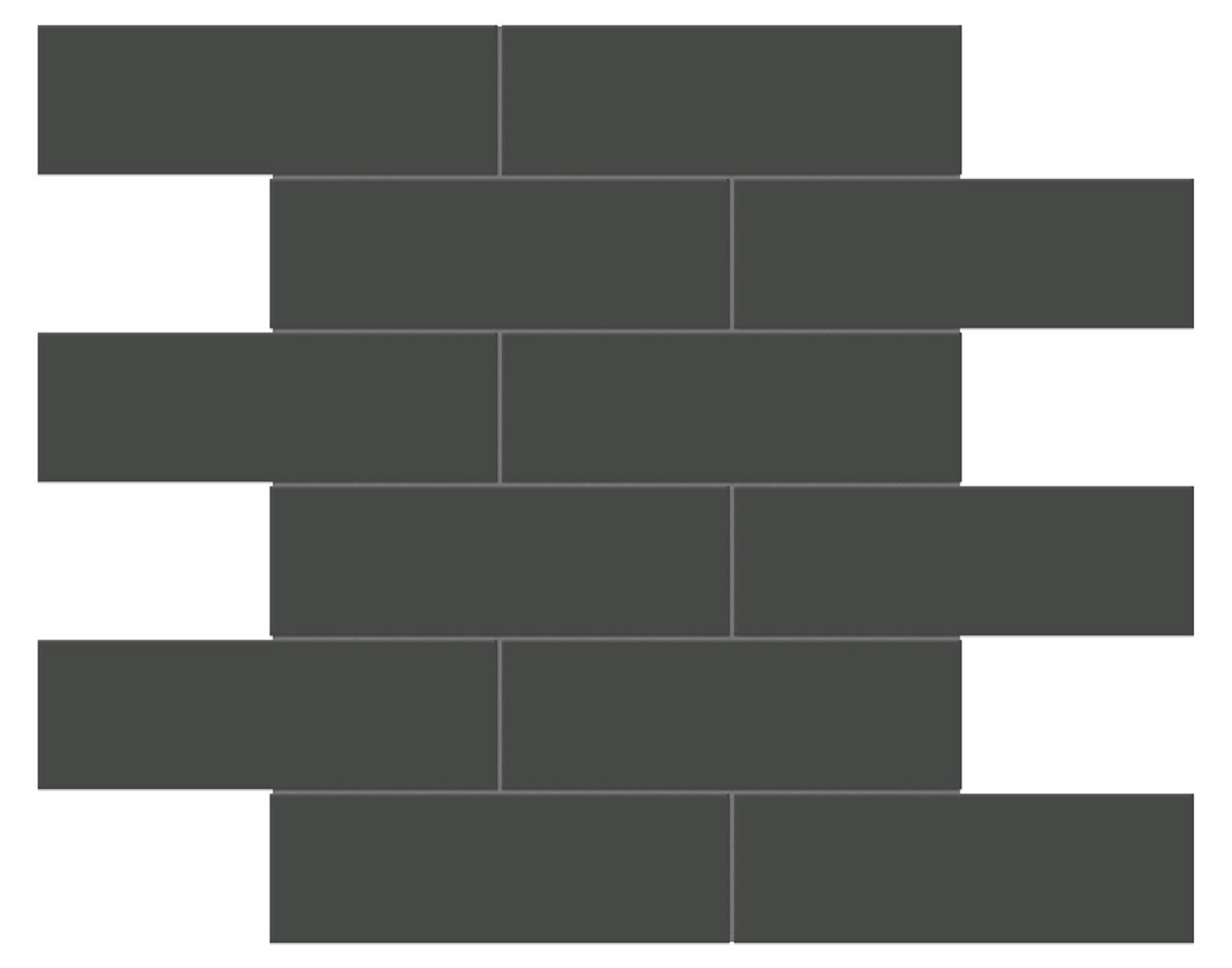 2×6 Retro Black Glossy Brick Mosaic
