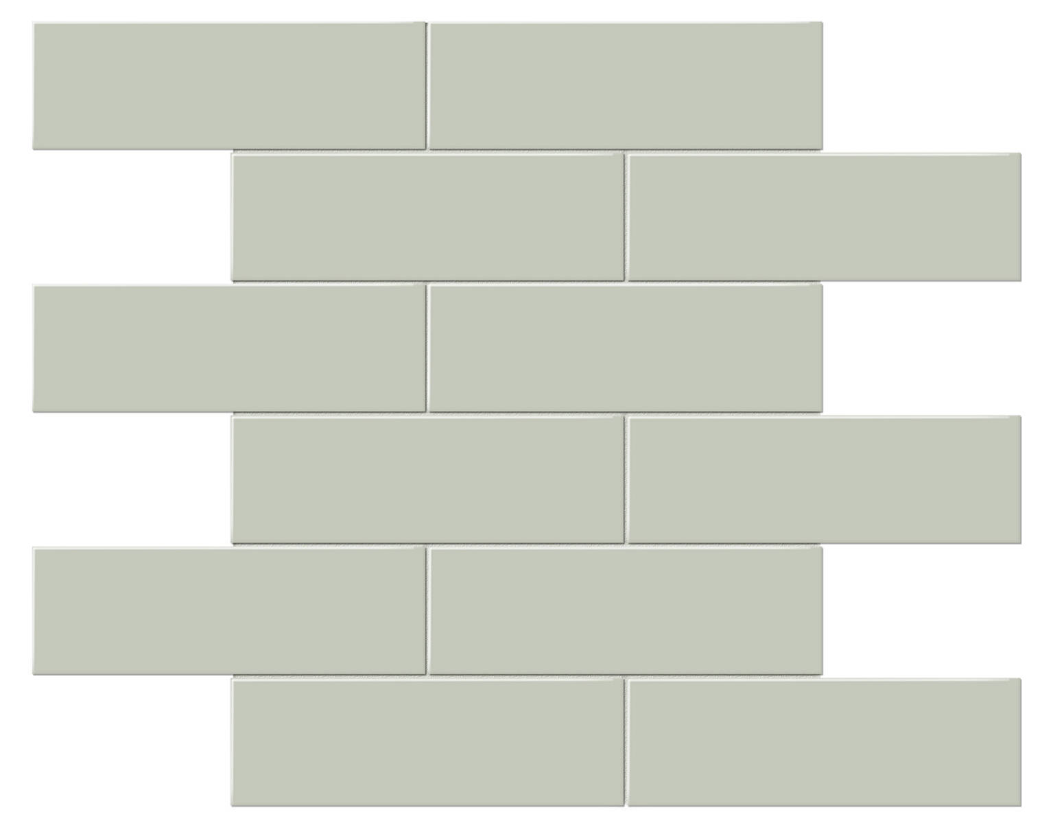 2×6 Soft Sage Matte Brick Mosaic