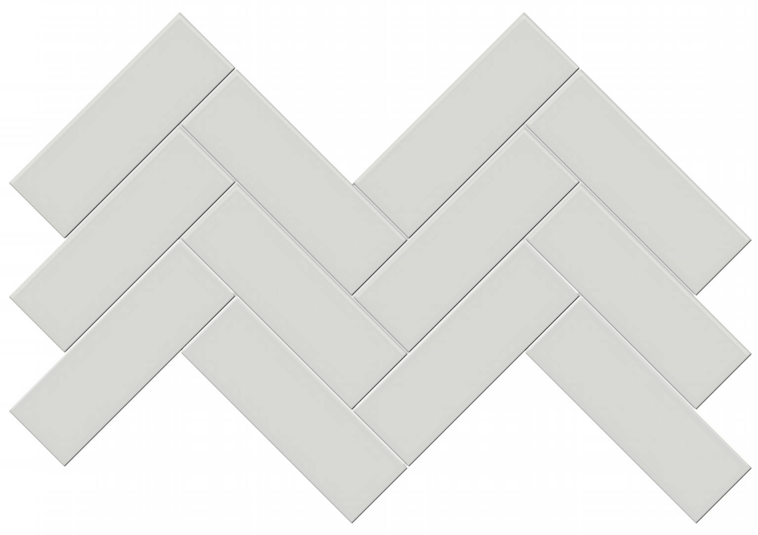 2×6 Warm Grey Glossy Herringbone Mosaic