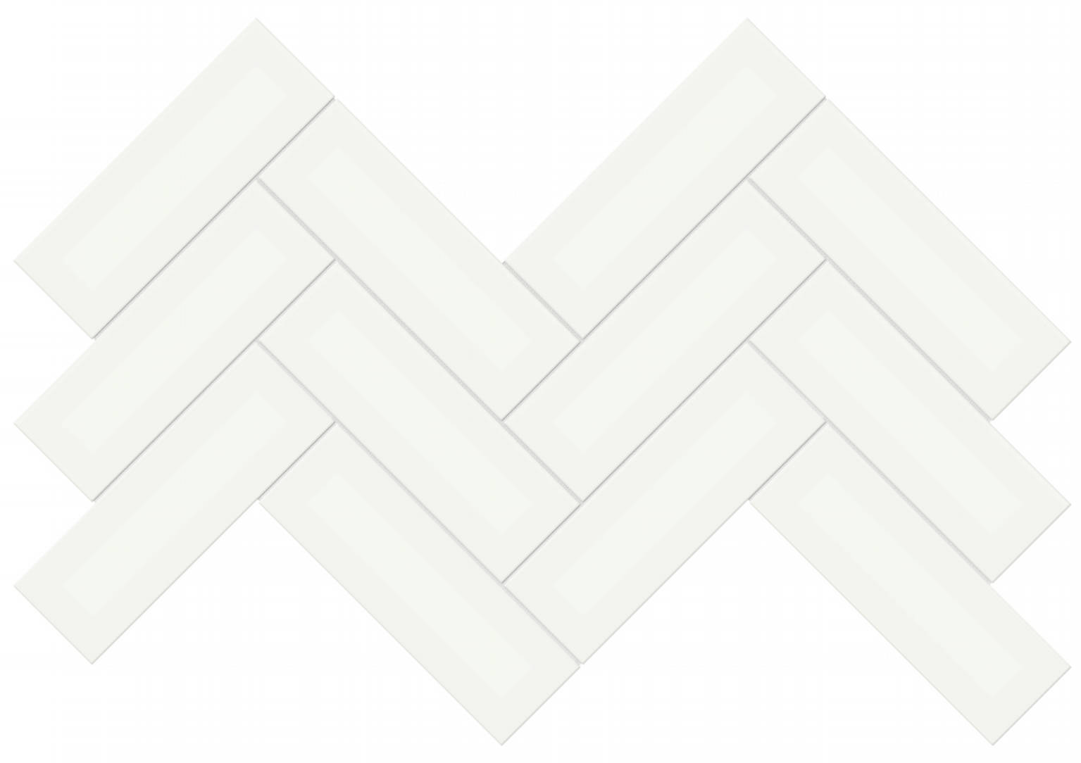 2×6 White Glossy Herringbone Mosaic