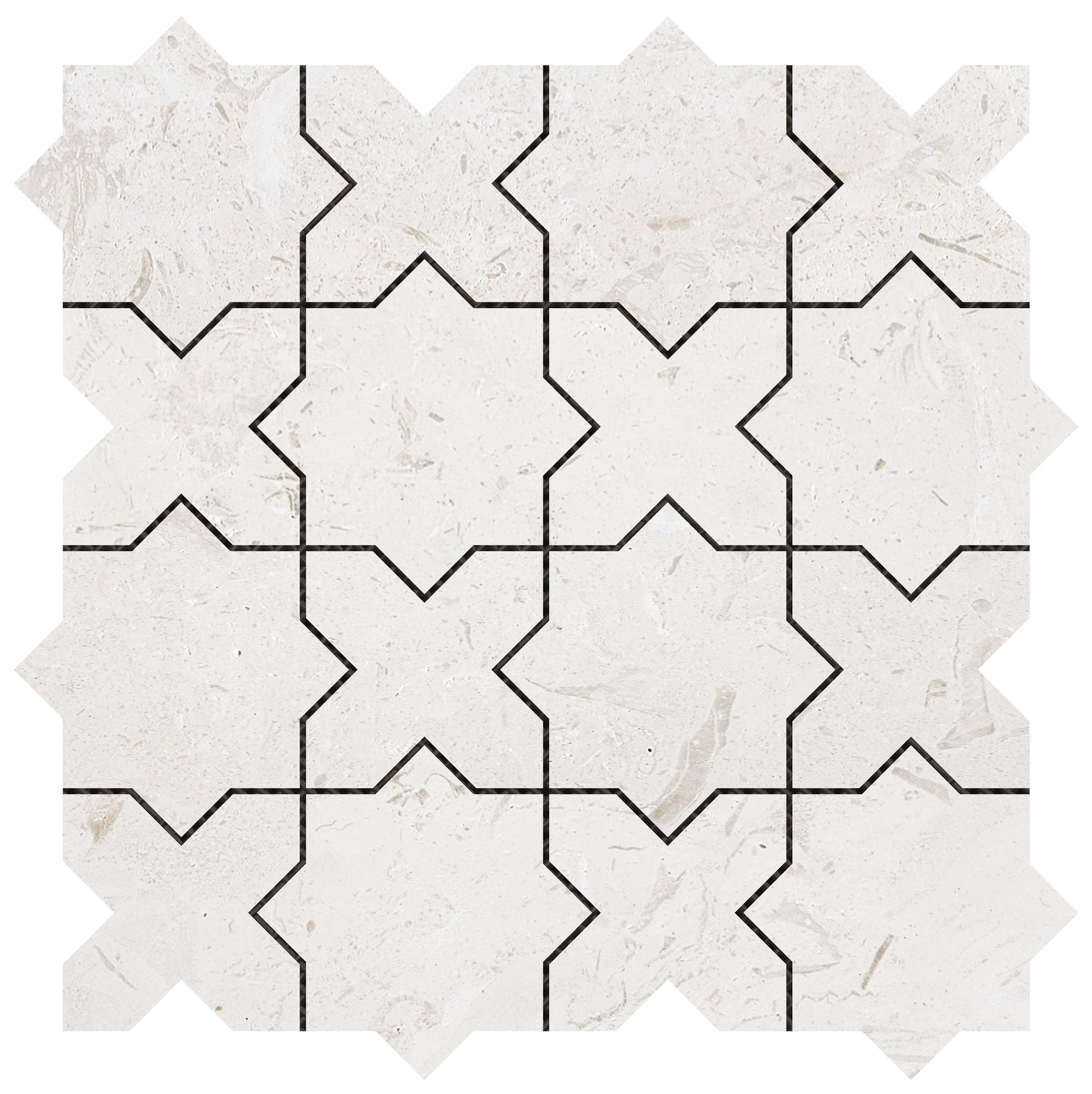 3″x3″ Cross & Star Beige Marble