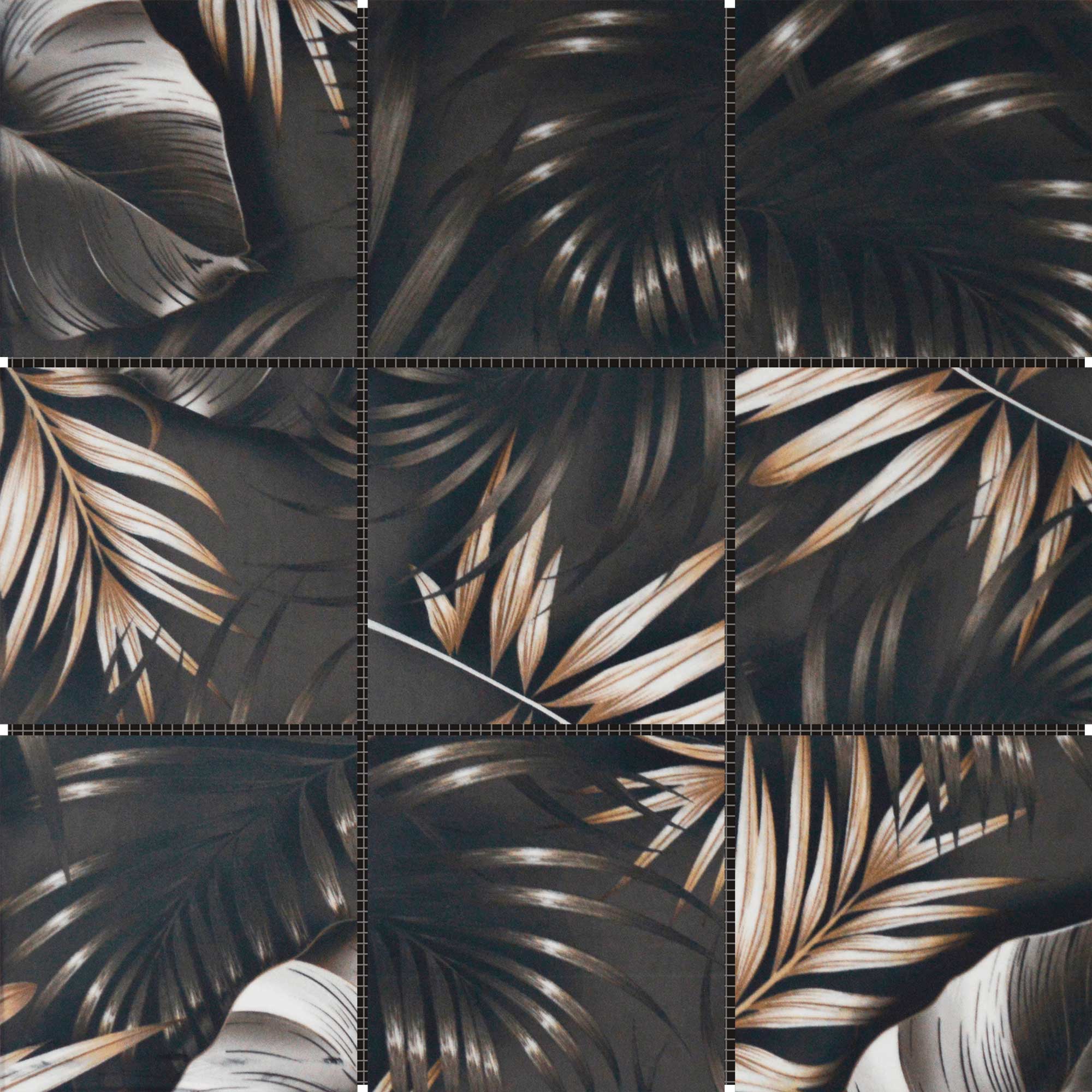 4″x4″ Floral Palm Brown Beige Mosaic