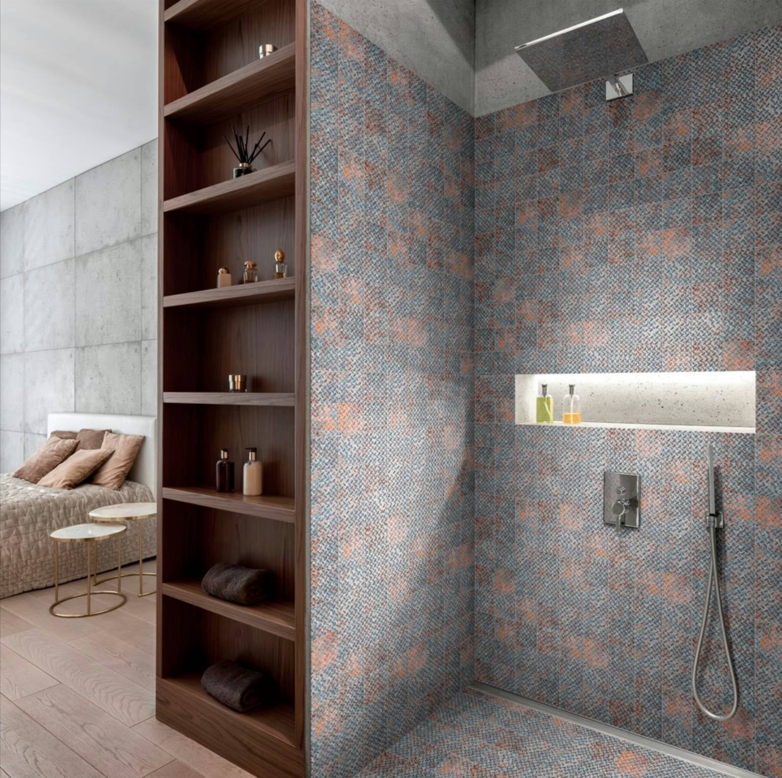 4x4 Rust Industrial Relief Pattern Glazed Ceramic Mosaic | Young Interiors Flooring Center