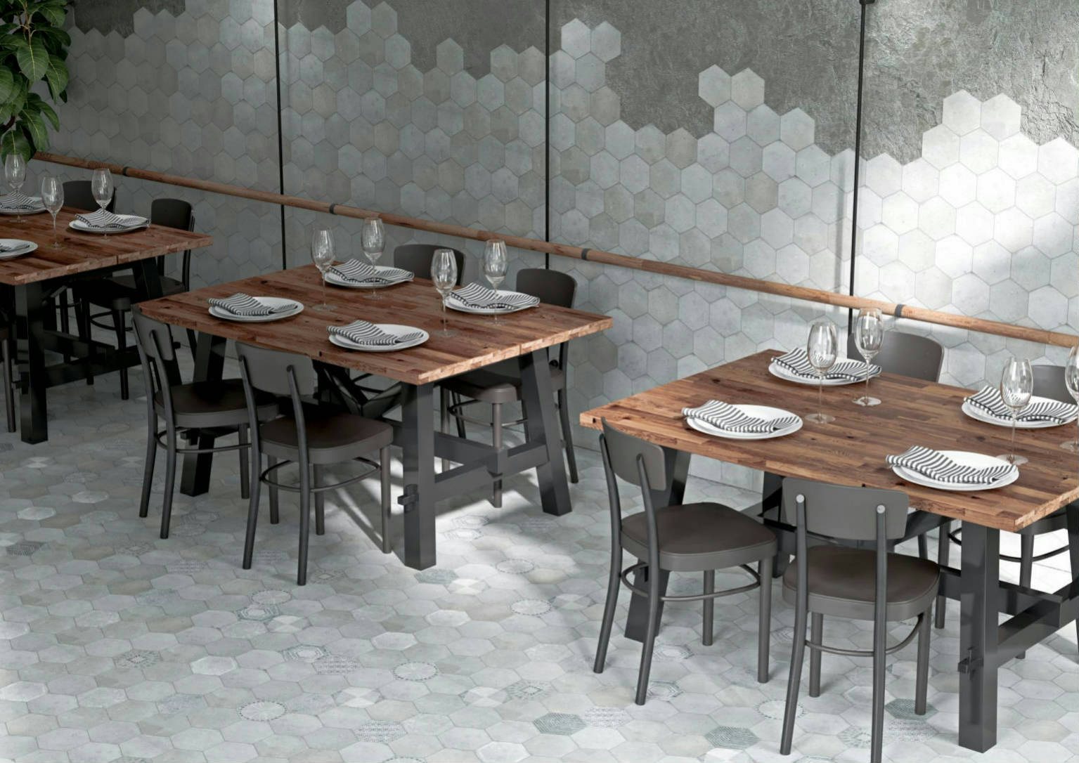 Alma 5.5x6.3” Grey and Grey Decor Hexagon 0 | Young Interiors Flooring Center