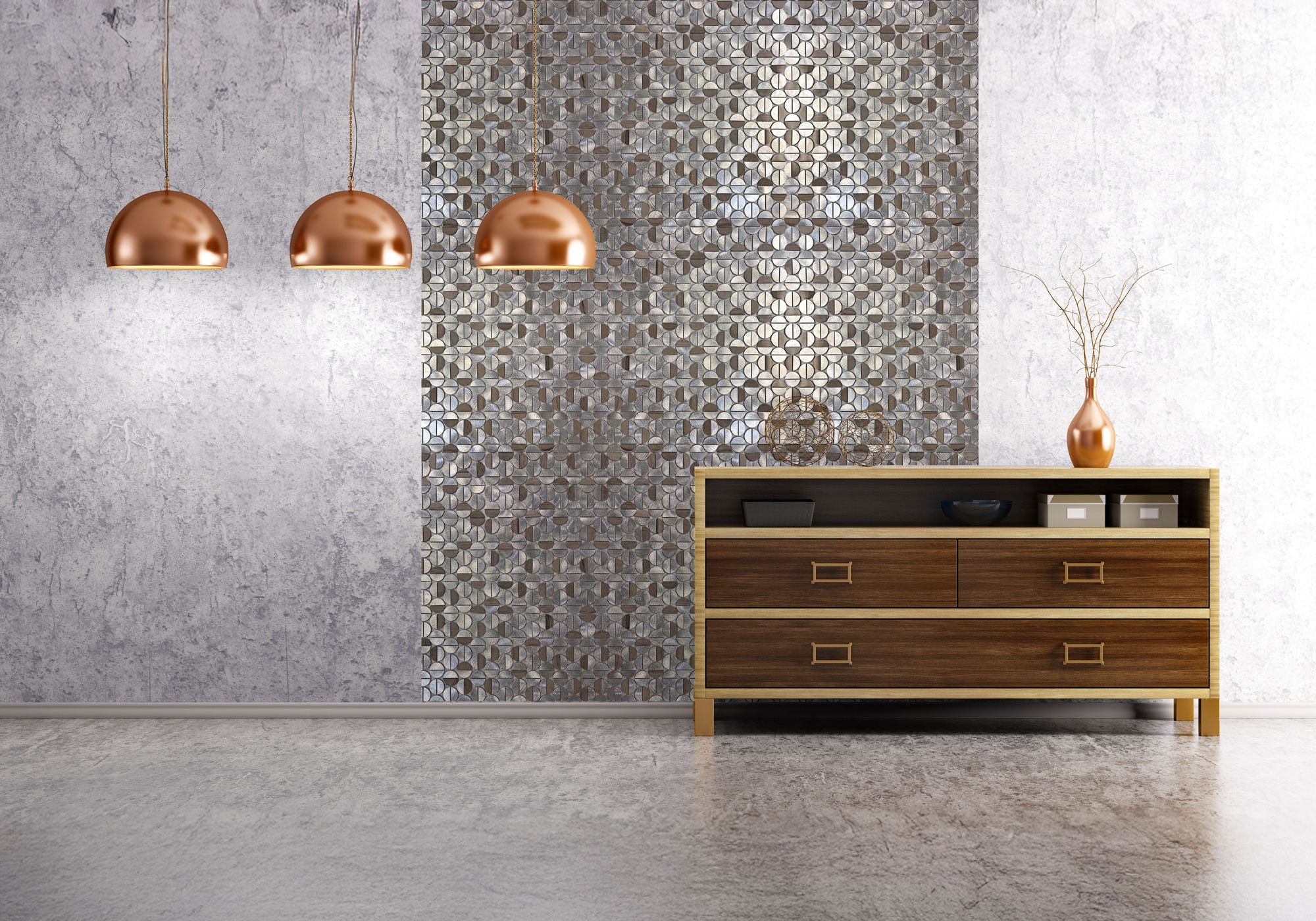 Aluminum & Marble Semi Circle Silver Brown 2 | Young Interiors Flooring Center