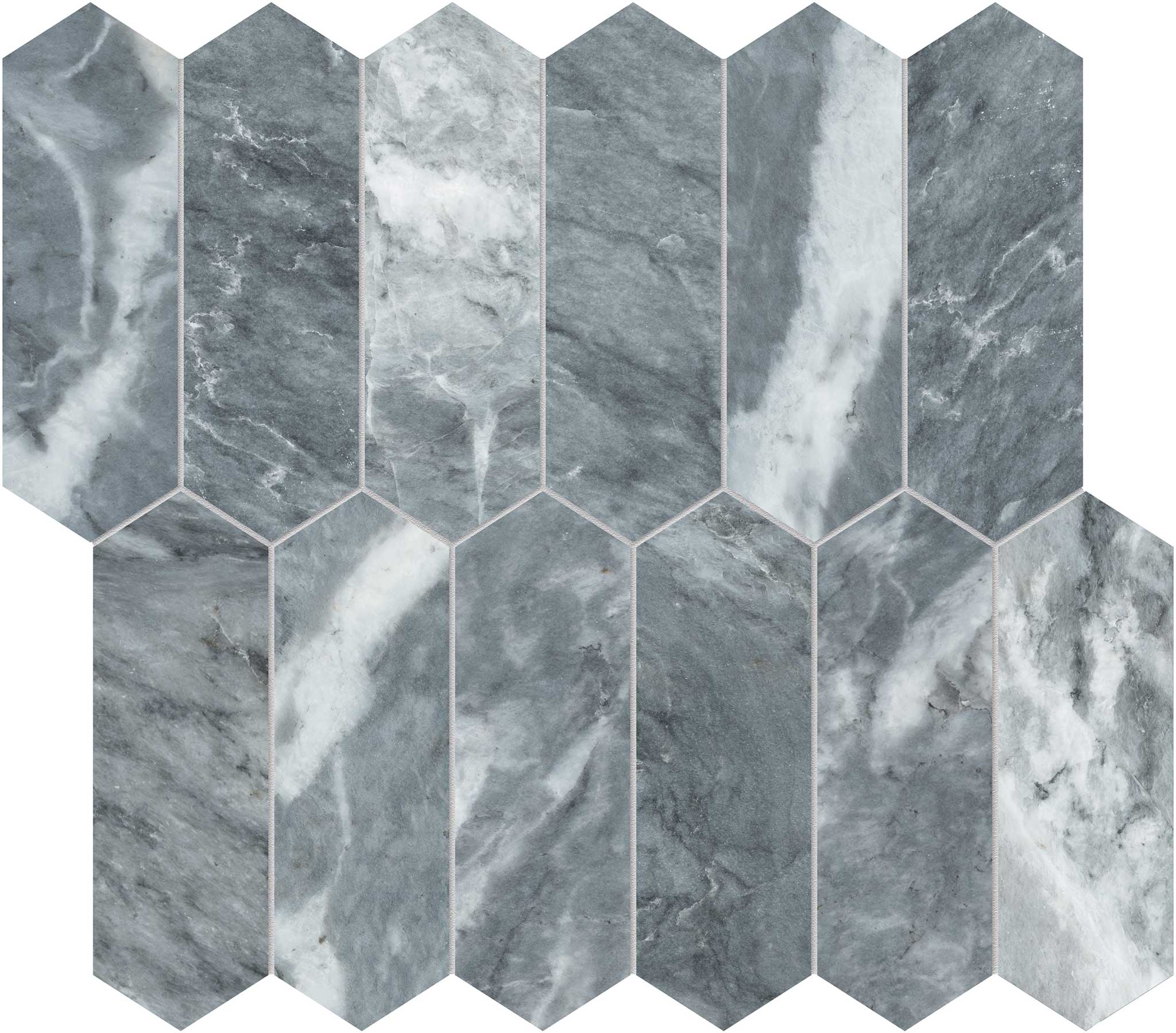 Aqua Intenso 2x6 Picket Mosaic