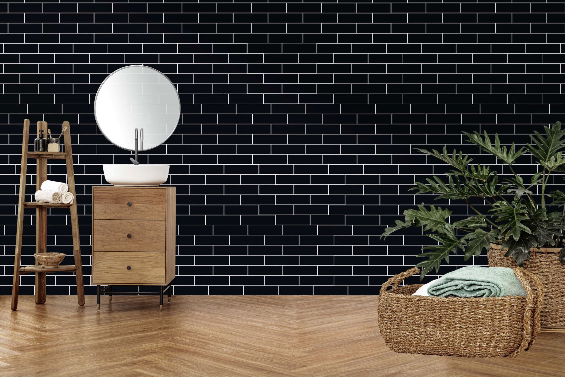 Black Brick Pattern Glossy Glazed Ceramic 2"x6" Mosaic | Young Interiors Flooring Center