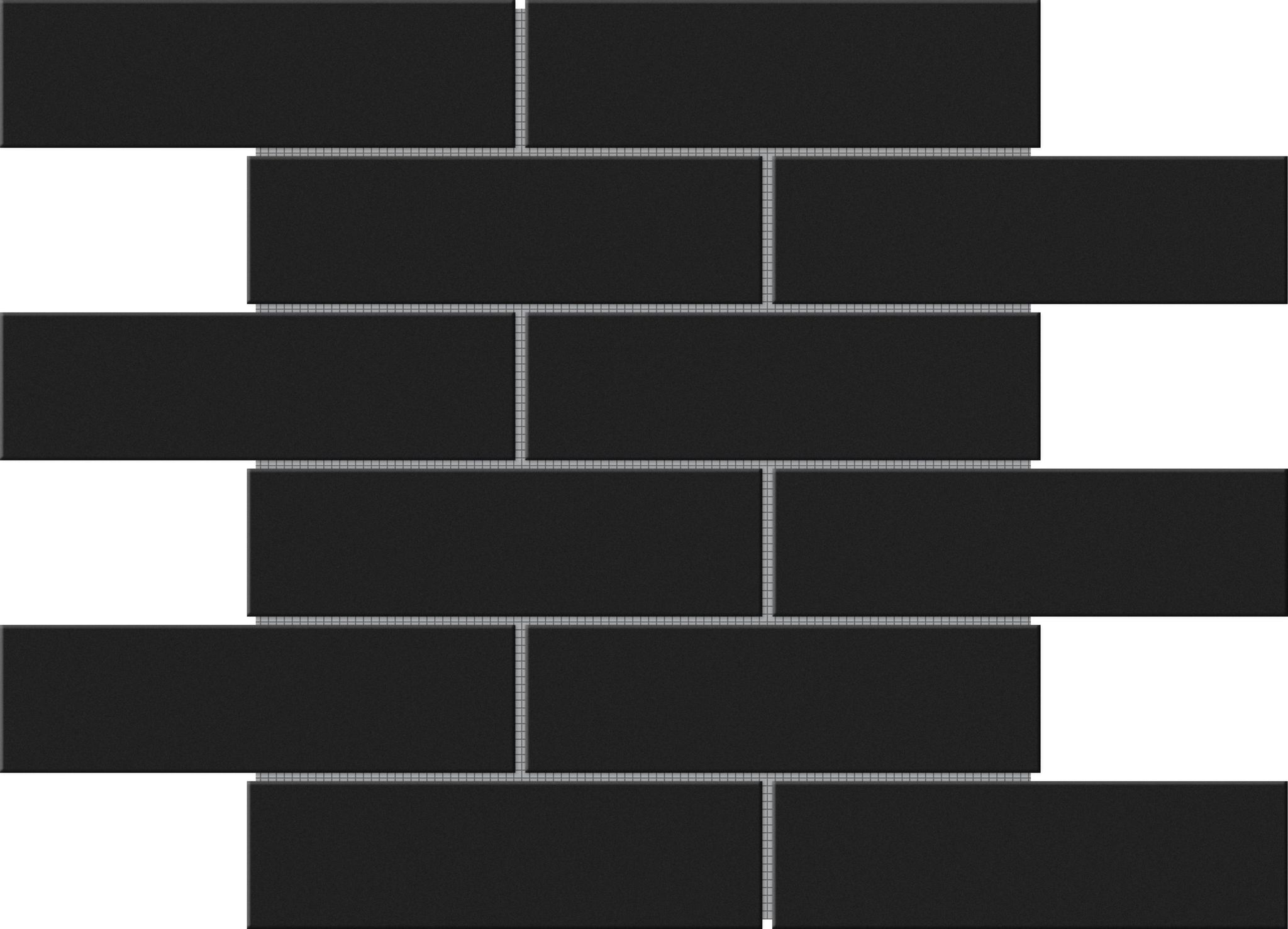 Black Brick Pattern Glossy Glazed Ceramic 2″x6″