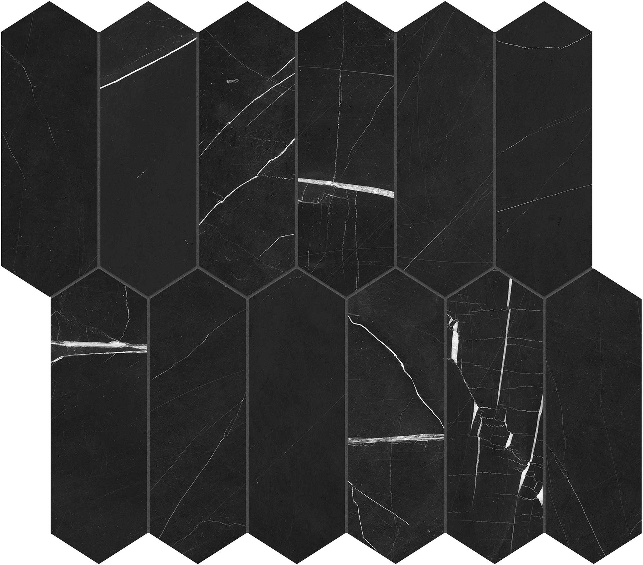 Galaxia Nero 2×6 Picket Mosaic