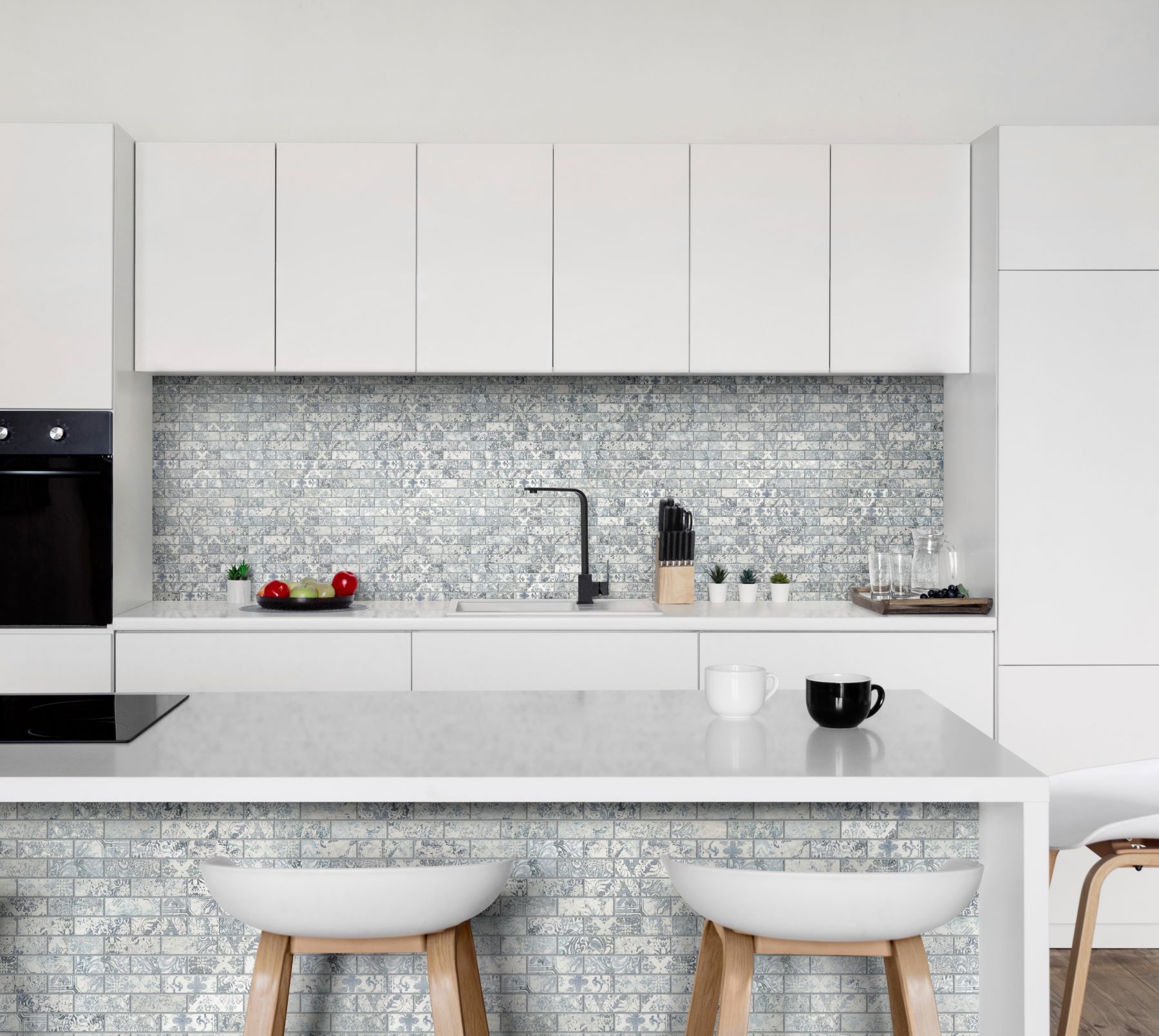 Grey Mix Pattern Deco Brick Matte Glazed Porcelain 1 | Young Interiors Flooring Center