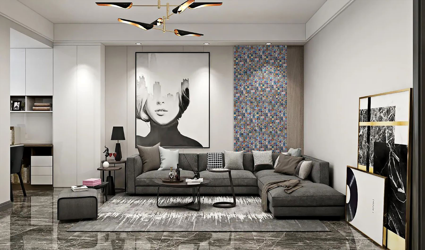 Multicolor Square Mix Glass Resin Mosaic | Young Interiors Flooring Center