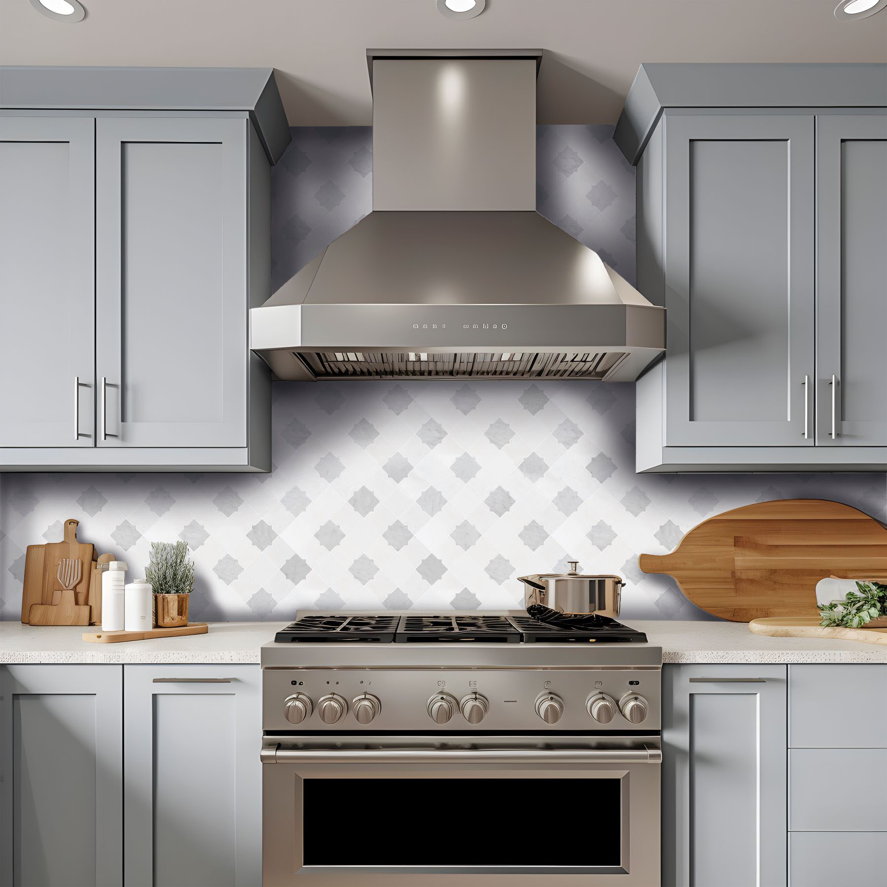Star & Square White & Grey Mix Marble 2 | Young Interiors Flooring Center