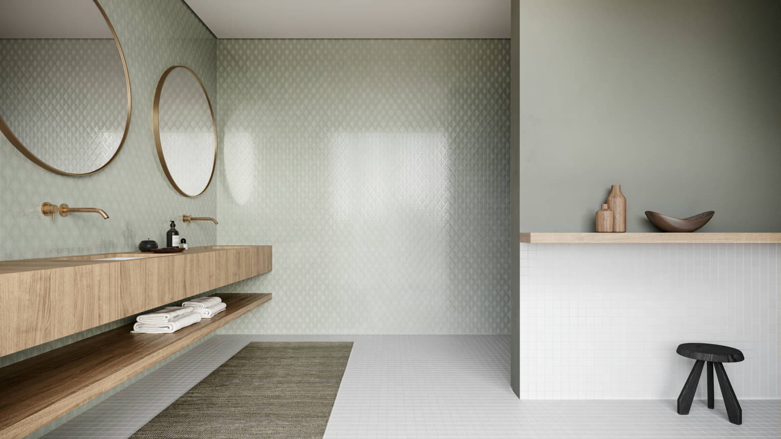 Traditions Soft Sage Glossy Scallop Mosaic | Young Interiors Flooring Center