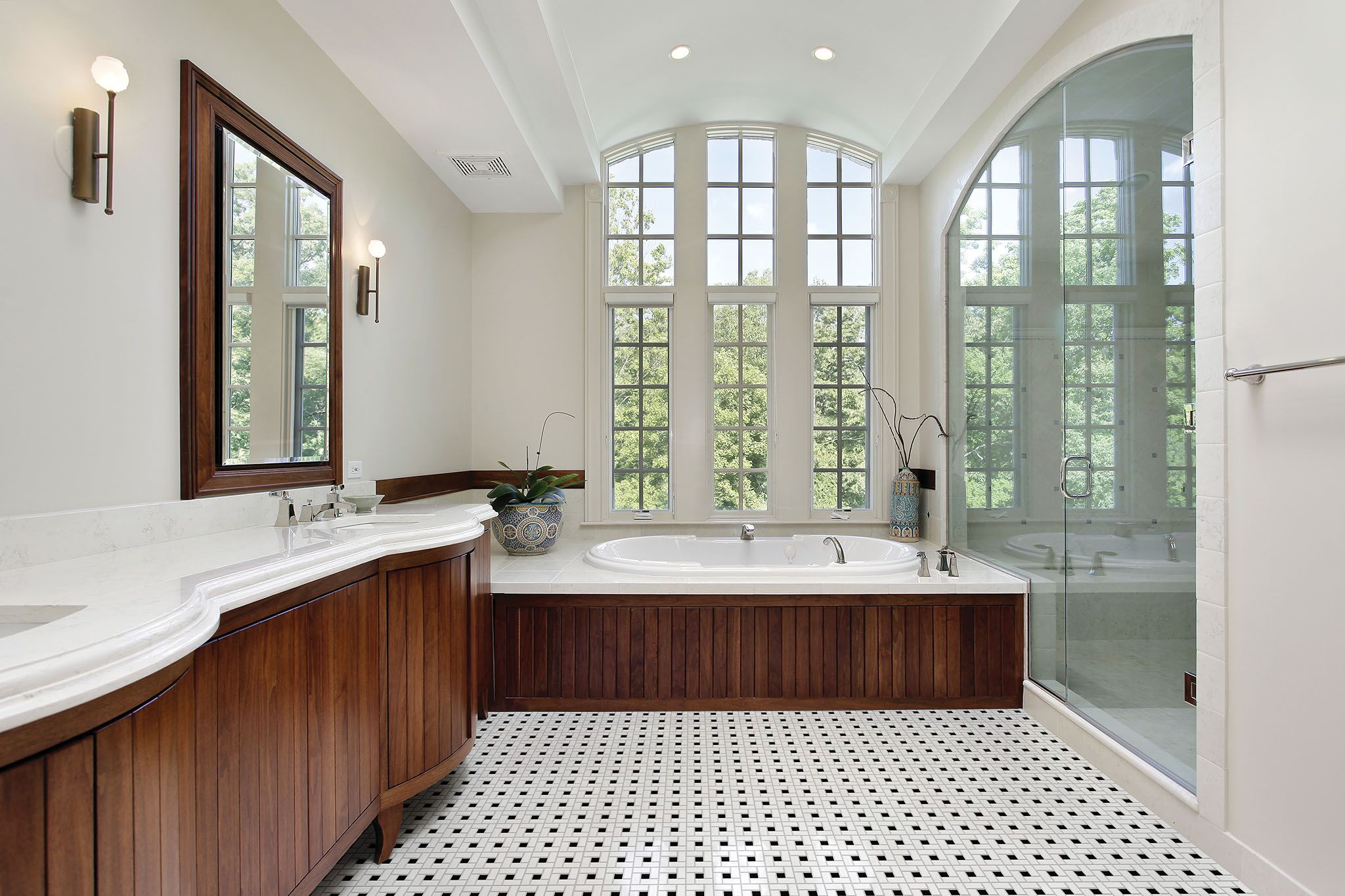 Traditions White W/Retro Black Matte Basketweave Mosaic | Young Interiors Flooring Center