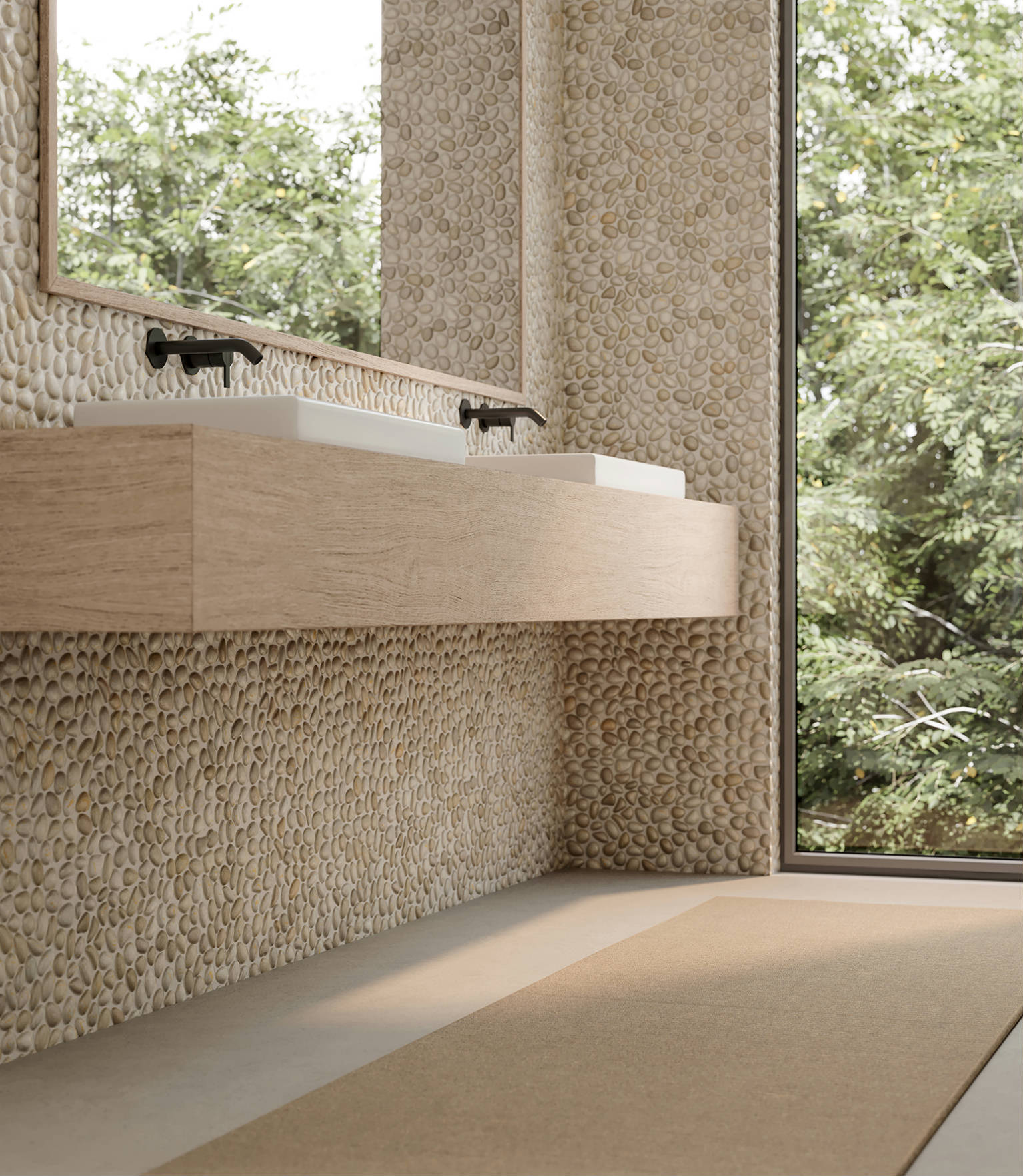 Zen Fiji Cream Natural Pebble Matte Mosaic 2 | Young Interiors Flooring Center