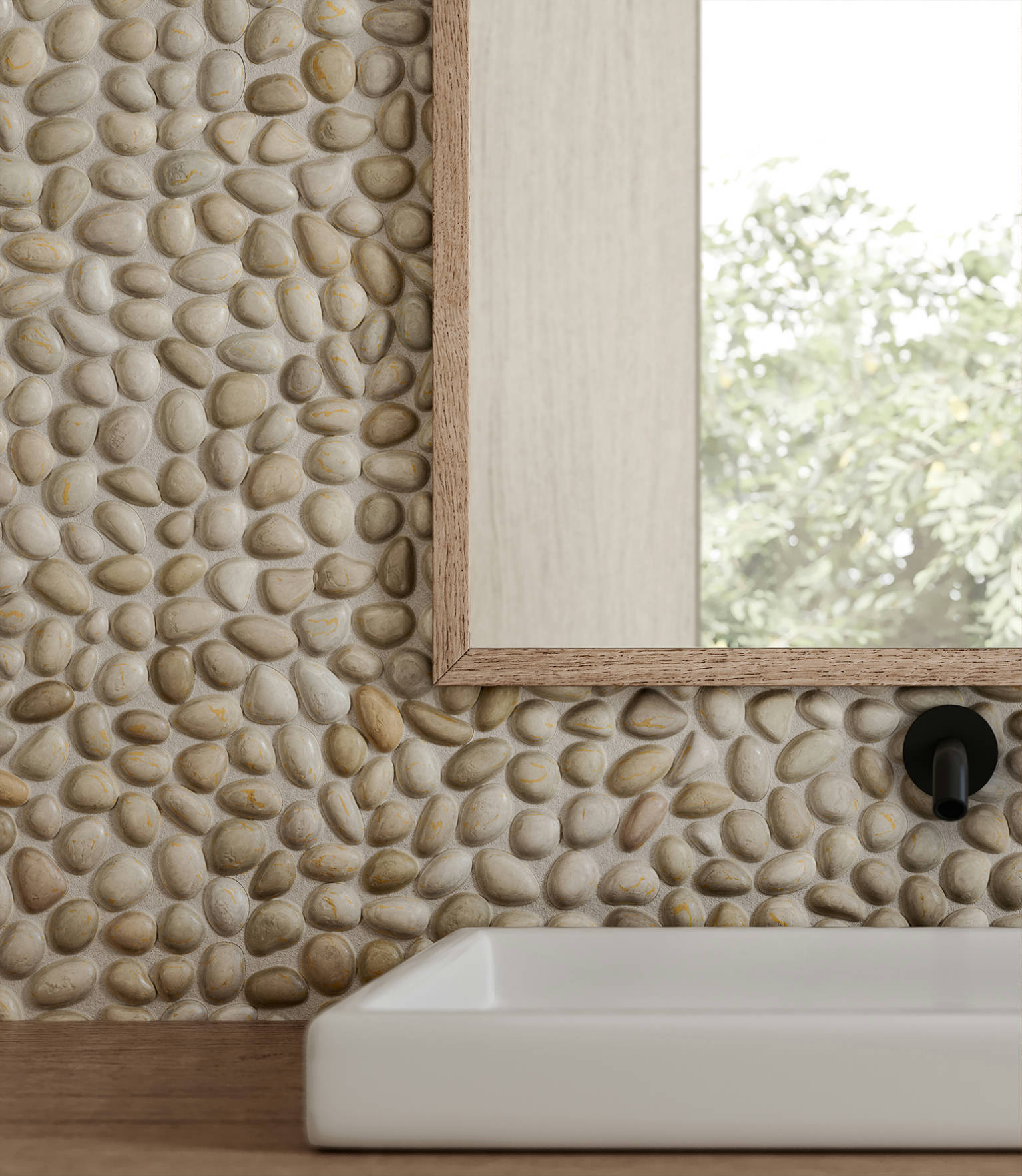 Zen Fiji Cream Natural Pebble Matte Mosaic 3 | Young Interiors Flooring Center
