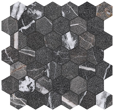 Royal Stoneworks 2″ Regal Black Vein Hex