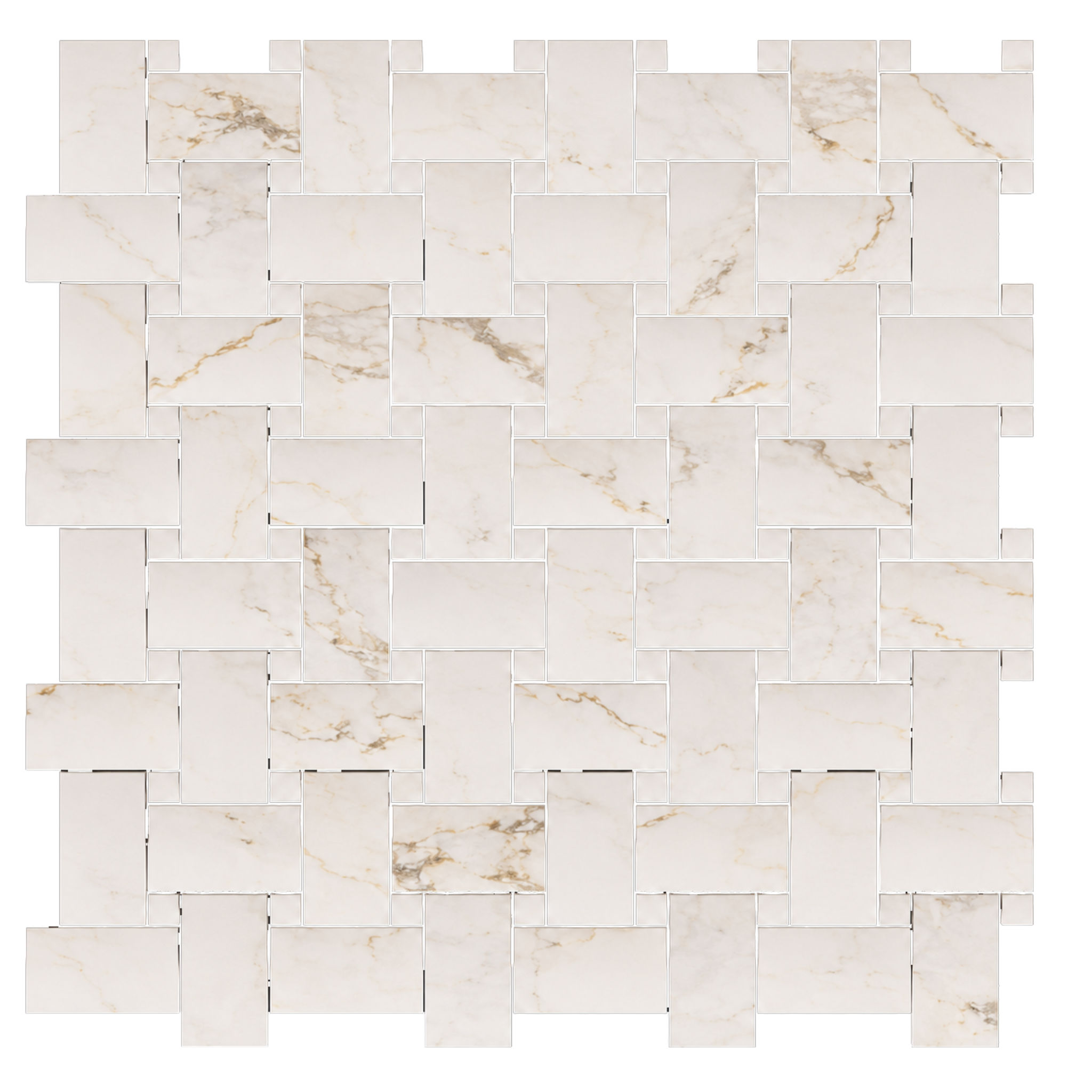 Treasure II Perfect Calacatta 1×2 Basketweave