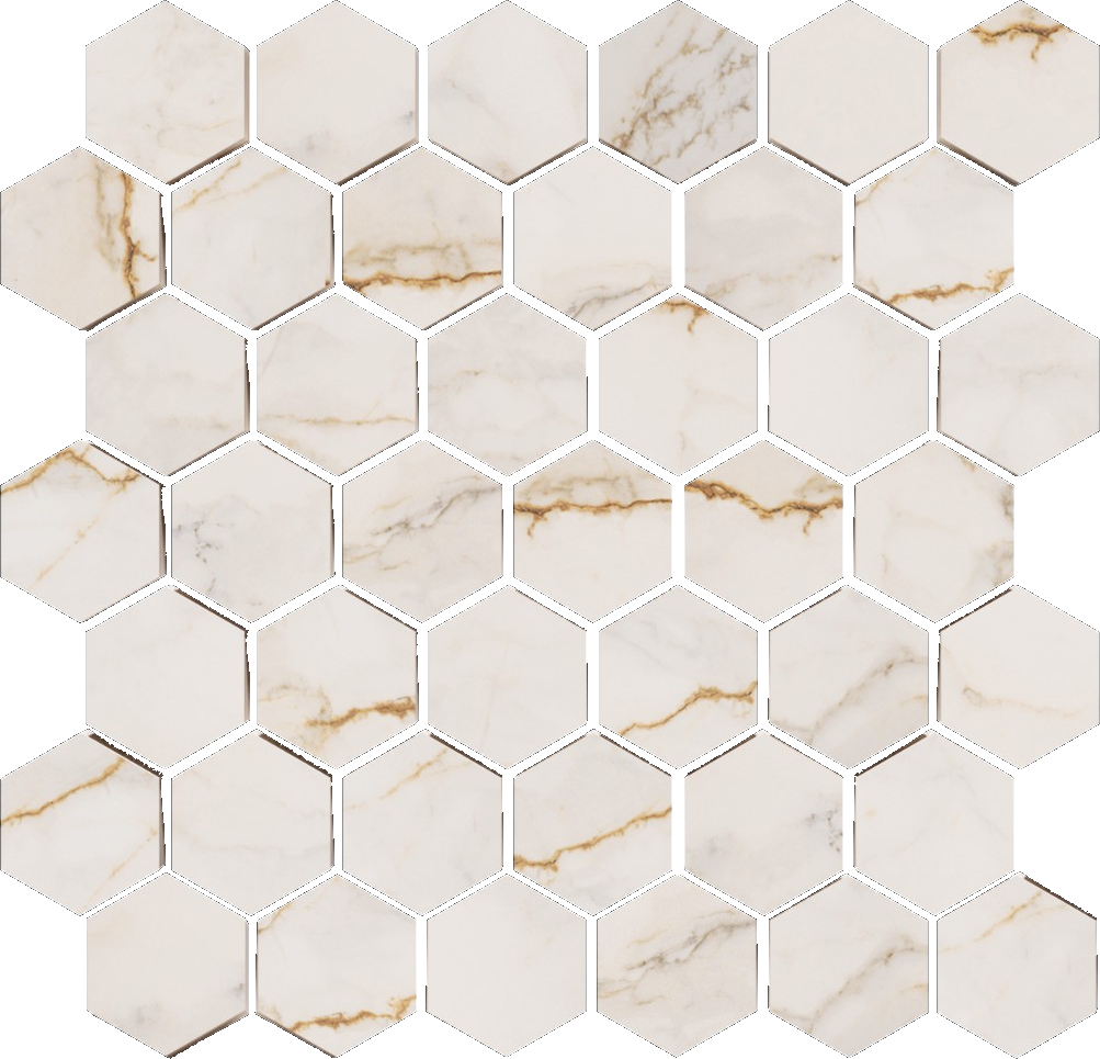 Treasure II Perfect Calacatta 2″ Hex Polished